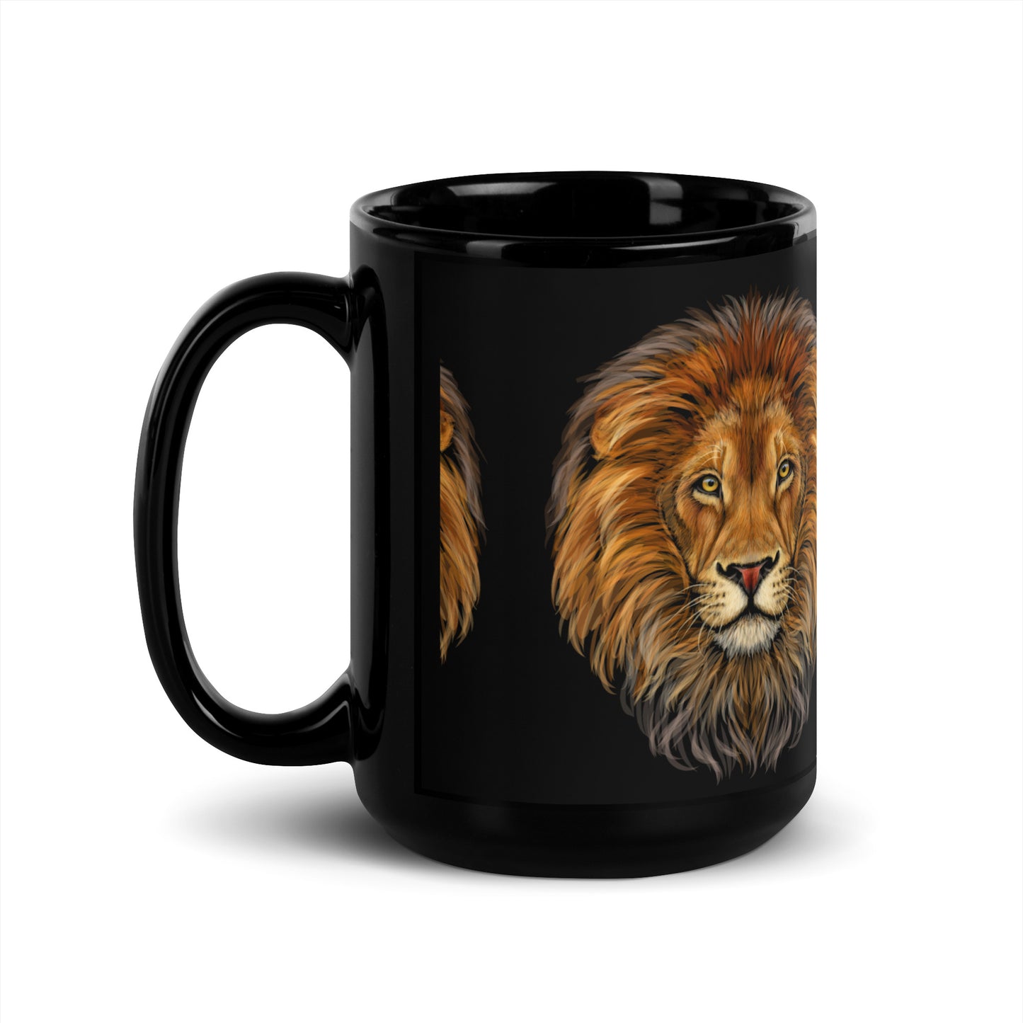 “LION”Black PatternGlossy Mug