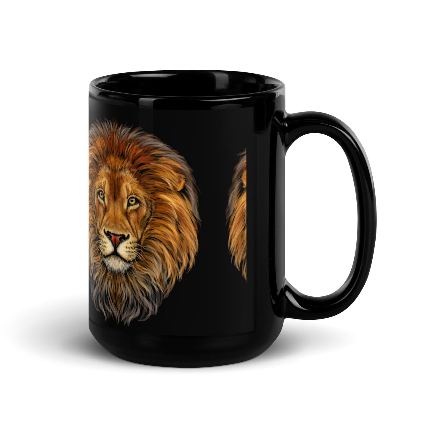 “LION”Black PatternGlossy Mug