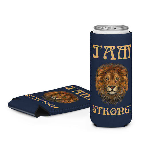 “I’AM STRONG!” Navy Can Cooler W/Fawn Font