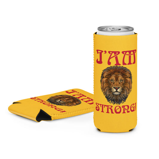 “I’AM STRONG!” Yellow Can Cooler W/Red Font