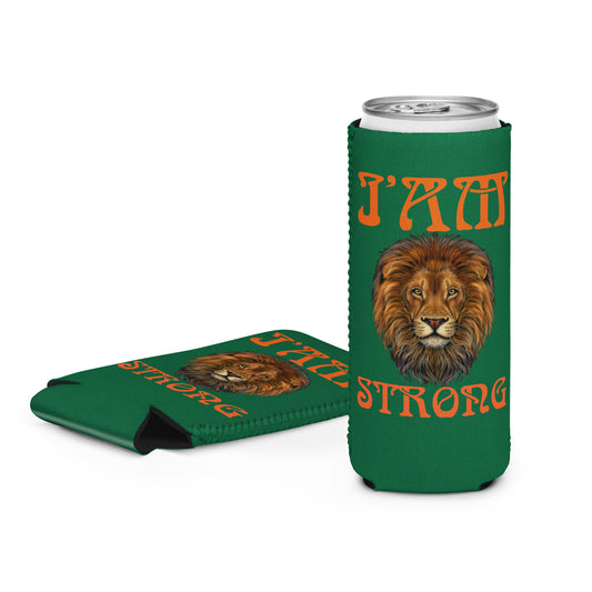 “I’AM STRONG!” Green Can Cooler W/Orange Font