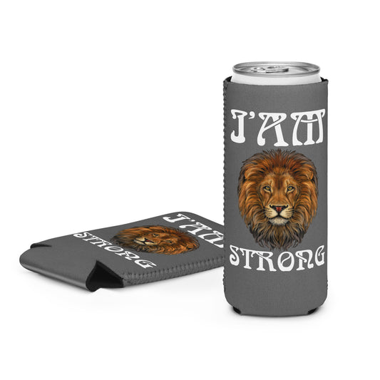 “I’AM STRONG!” Grey Can Cooler W/White Font