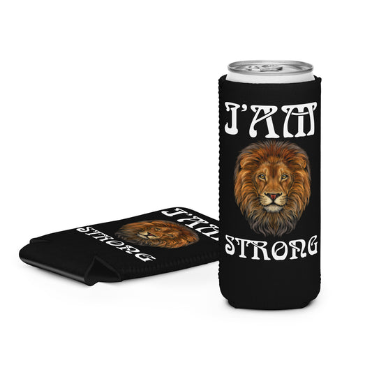 “I’AM STRONG!” Black Can Cooler W/White Font