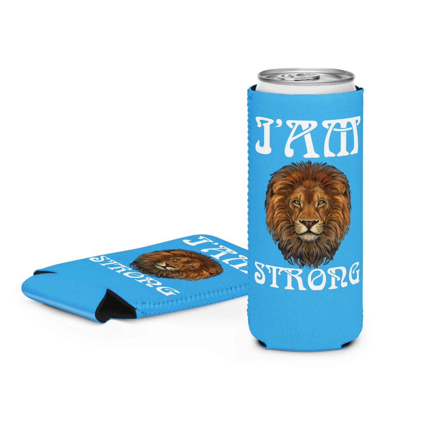 “I’AM STRONG!” SkyBlue Can Cooler W/White Font