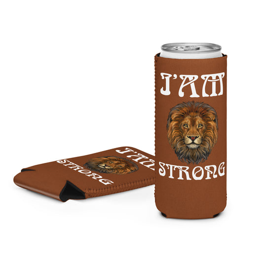 “I’AM STRONG!” Brown Can Cooler W/White Font