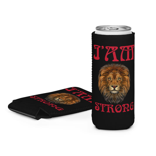 “I’AM STRONG”Black Can Cooler W/Red Font