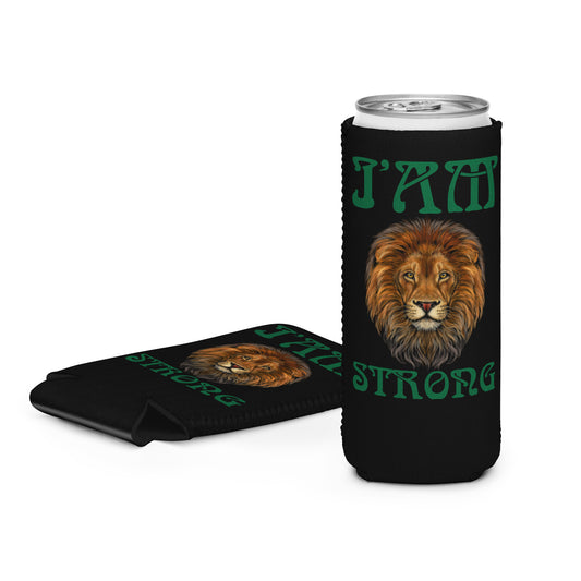 “I’AM STRONG!” Black Can Cooler W/Green Font