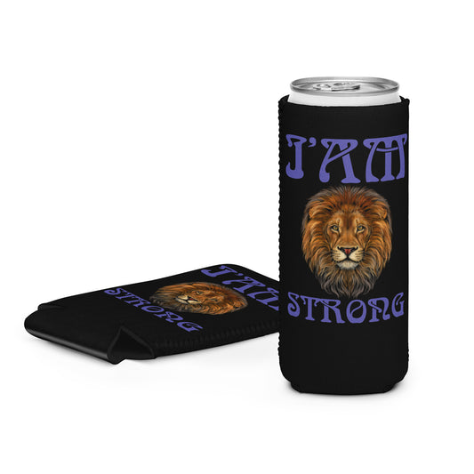 “I’AM STRONG!” Black Can Cooler W/Purple Font