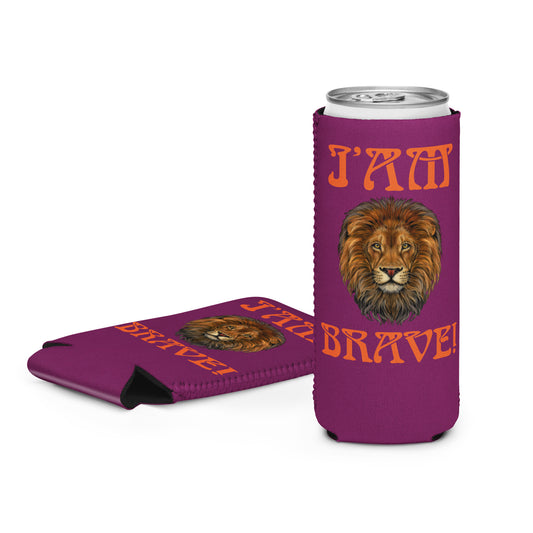 “I’AM BRAVE!” Purple Can Cooler W/Orange Font