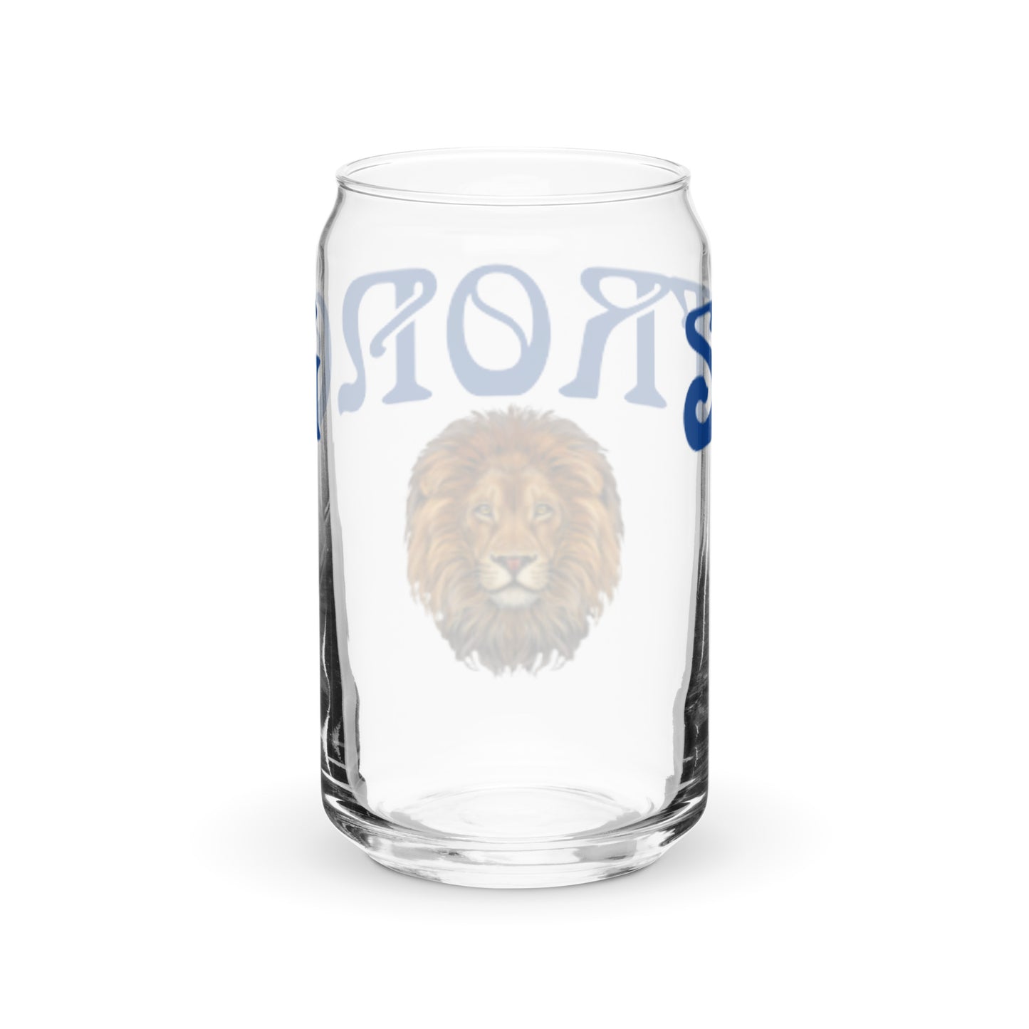 “STRONG” Can-Shaped Glass W/Blue Font