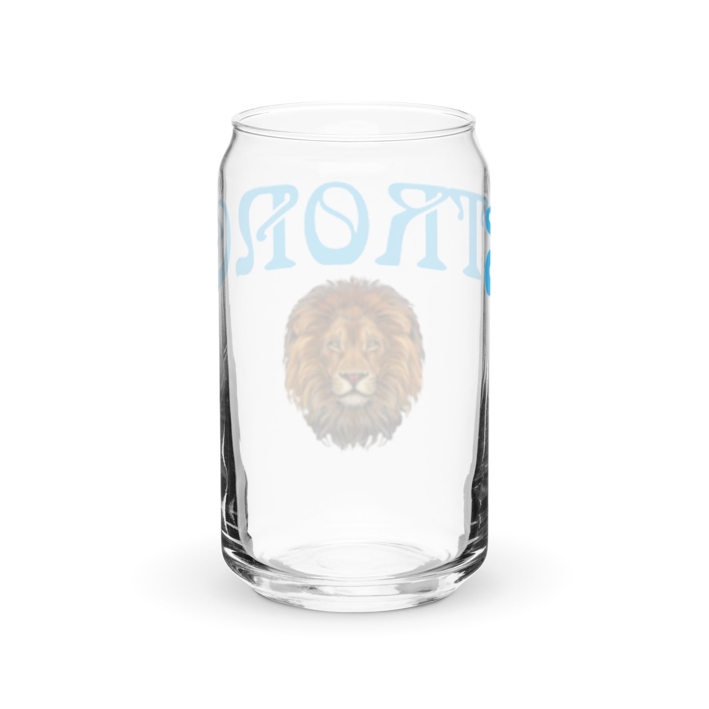 “STRONG”Can-Shaped Glass W/SkyBlue Font