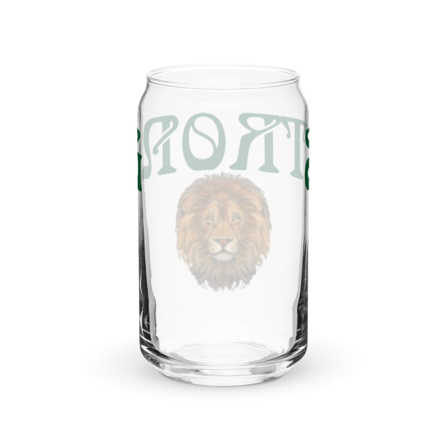 “STRONG”Can-Shaped Glass W/Green Font