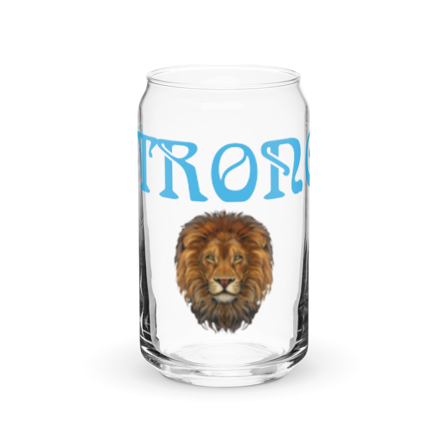 “STRONG”Can-Shaped Glass W/SkyBlue Font