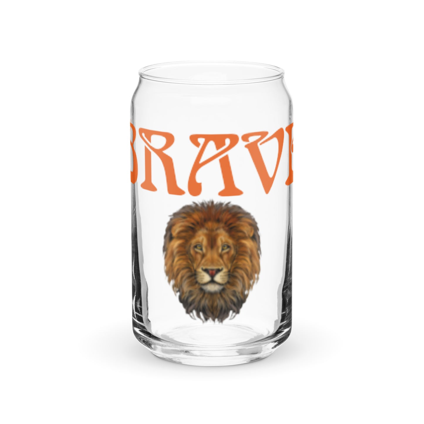 “BRAVE”Can-Shaped Glass W/Orange Font