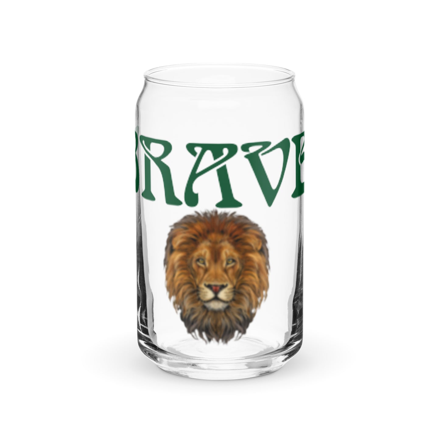 “BRAVE”Can-Shaped Glass W/Green Font