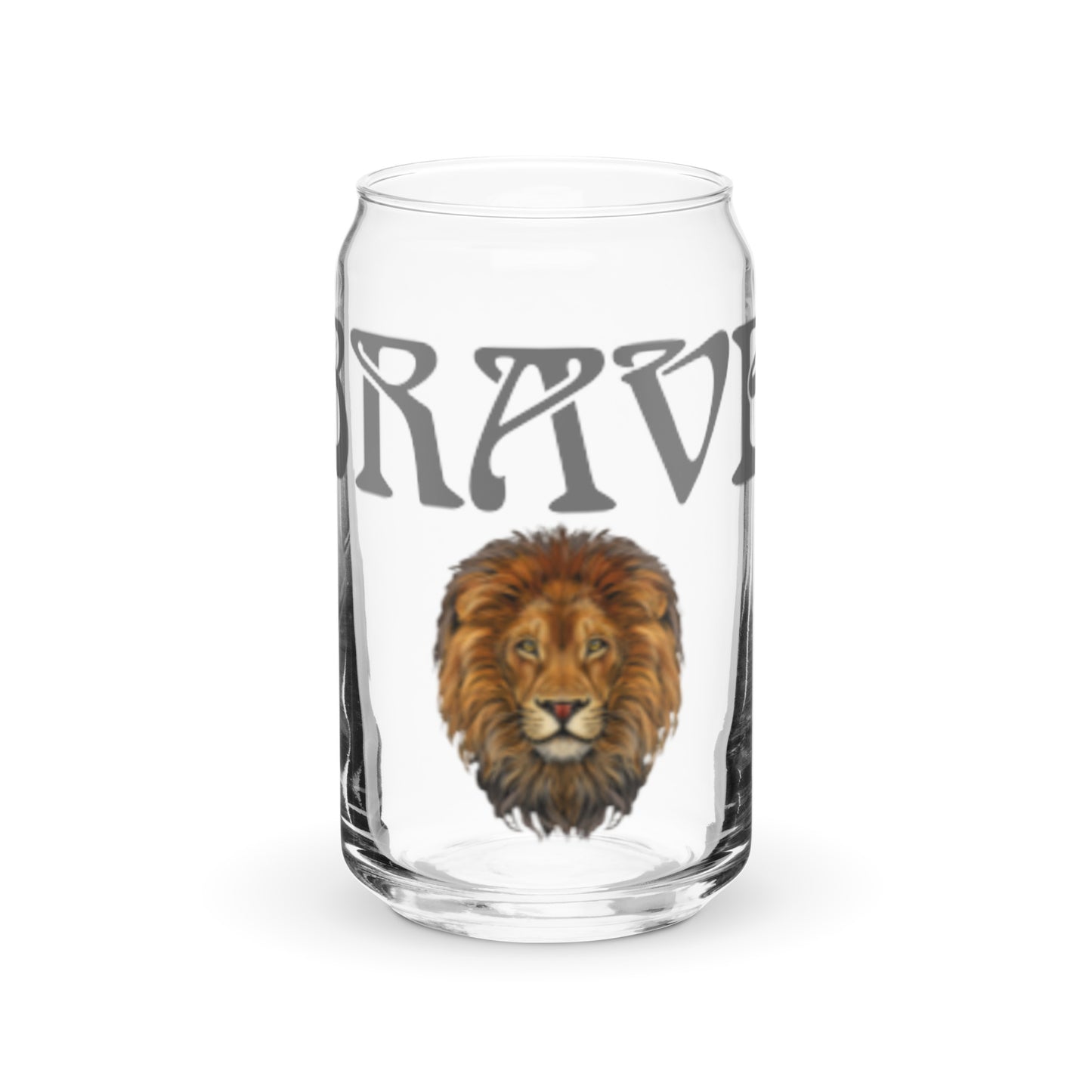 “BRAVE”Can-Shaped Glass W/Grey Font