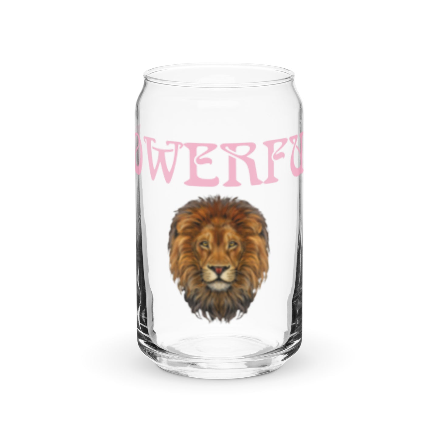 “POWERFUL”Can-Shaped Glass W/Cotton Candy Font