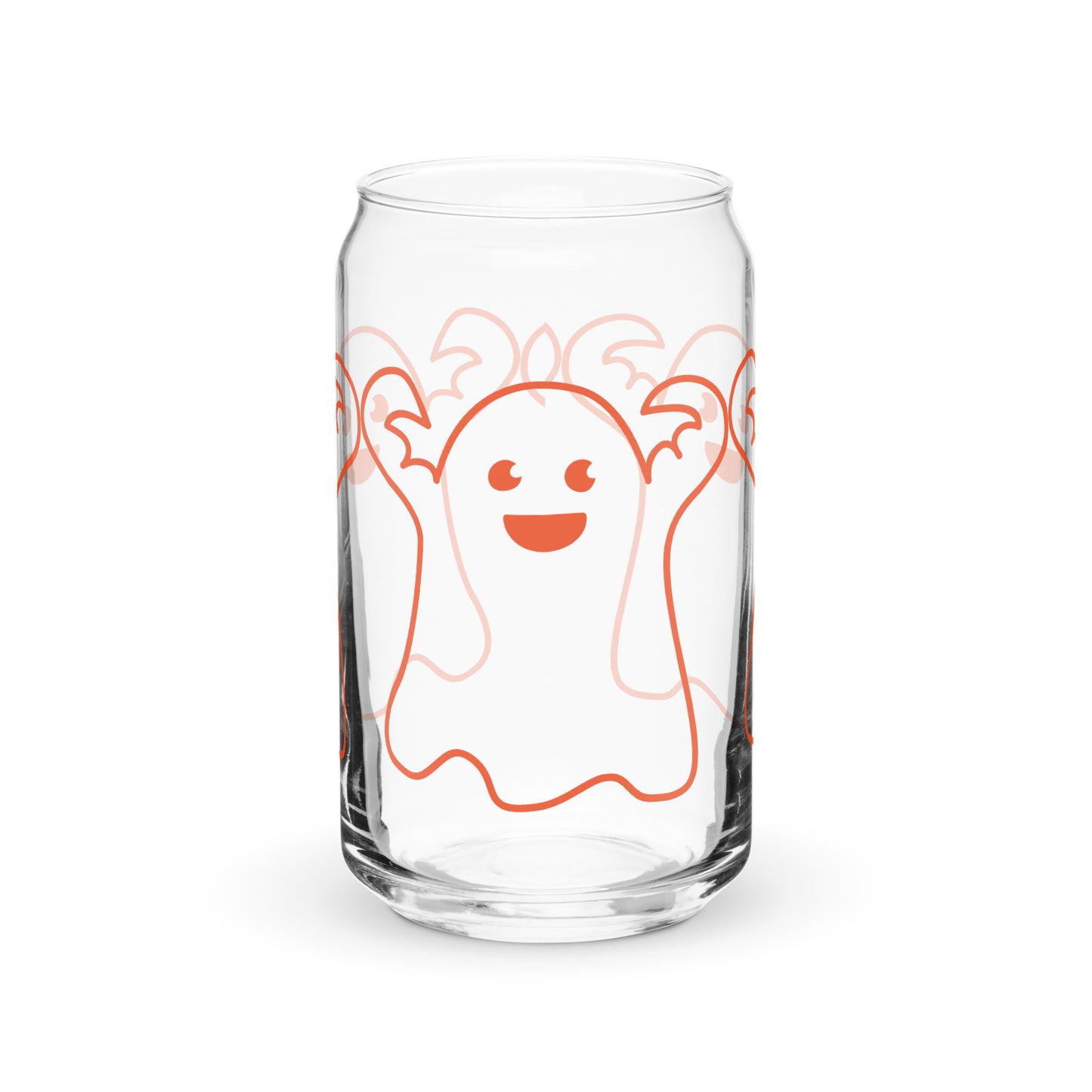 “HALLOWEEN GHOST!”Can-Shaped Glass W/Orange Font