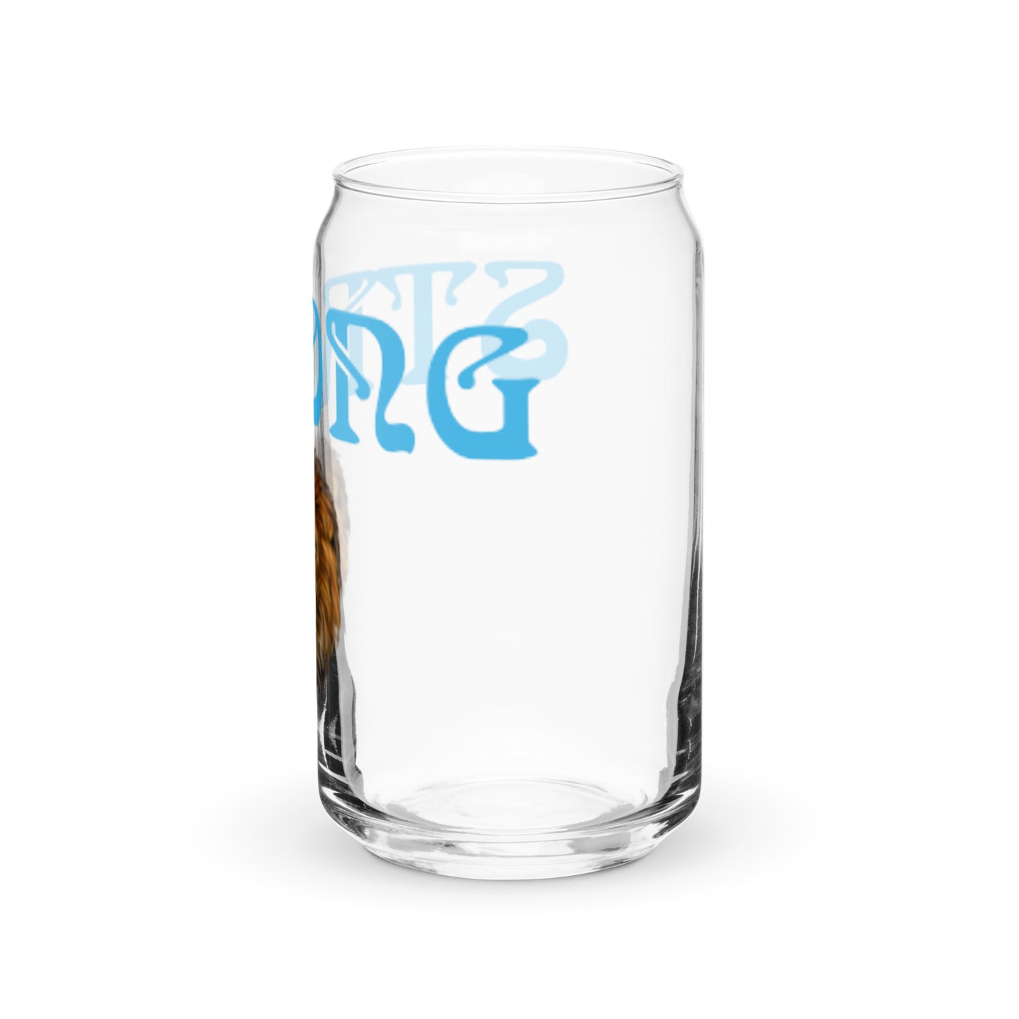 “STRONG”Can-Shaped Glass W/SkyBlue Font