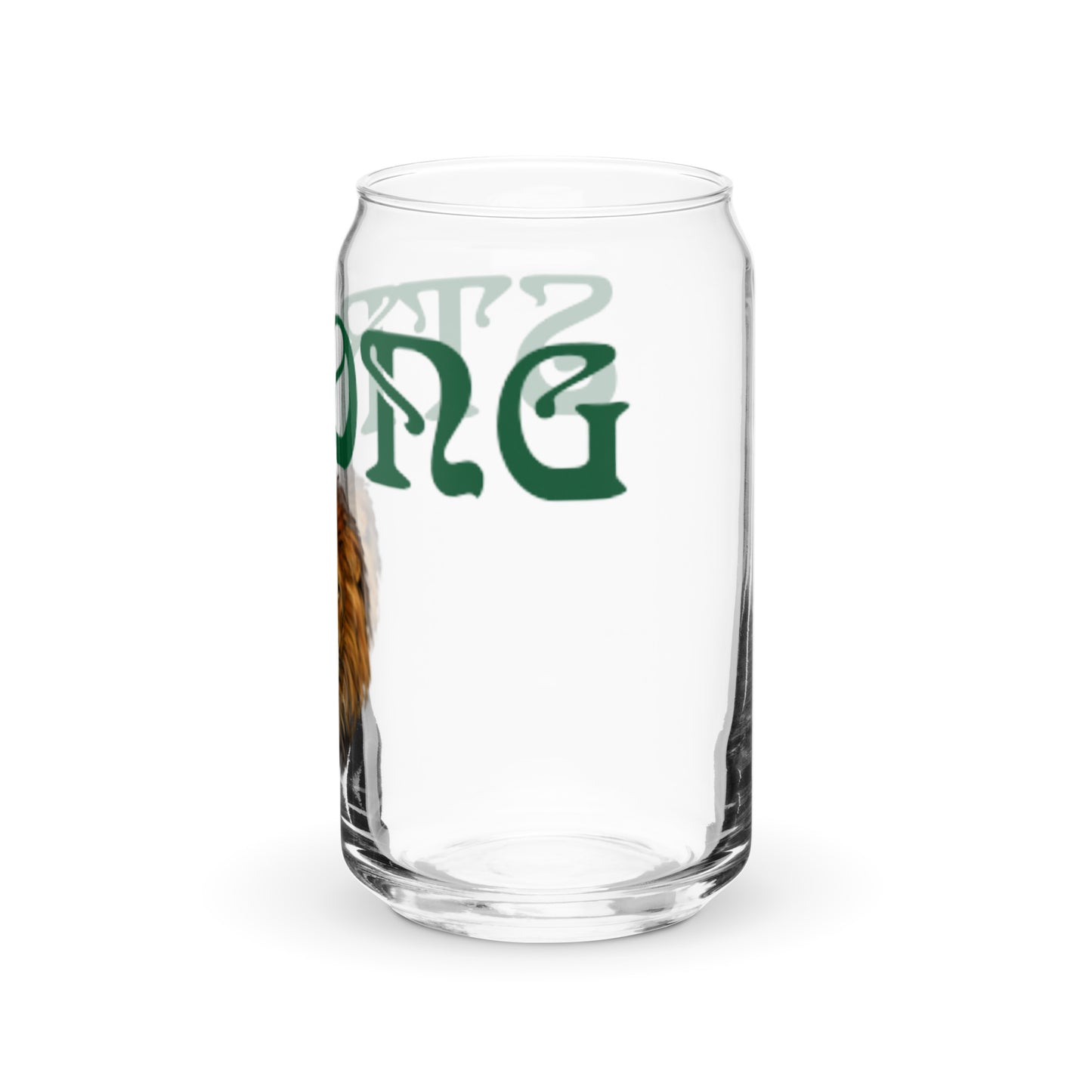 “STRONG”Can-Shaped Glass W/Green Font