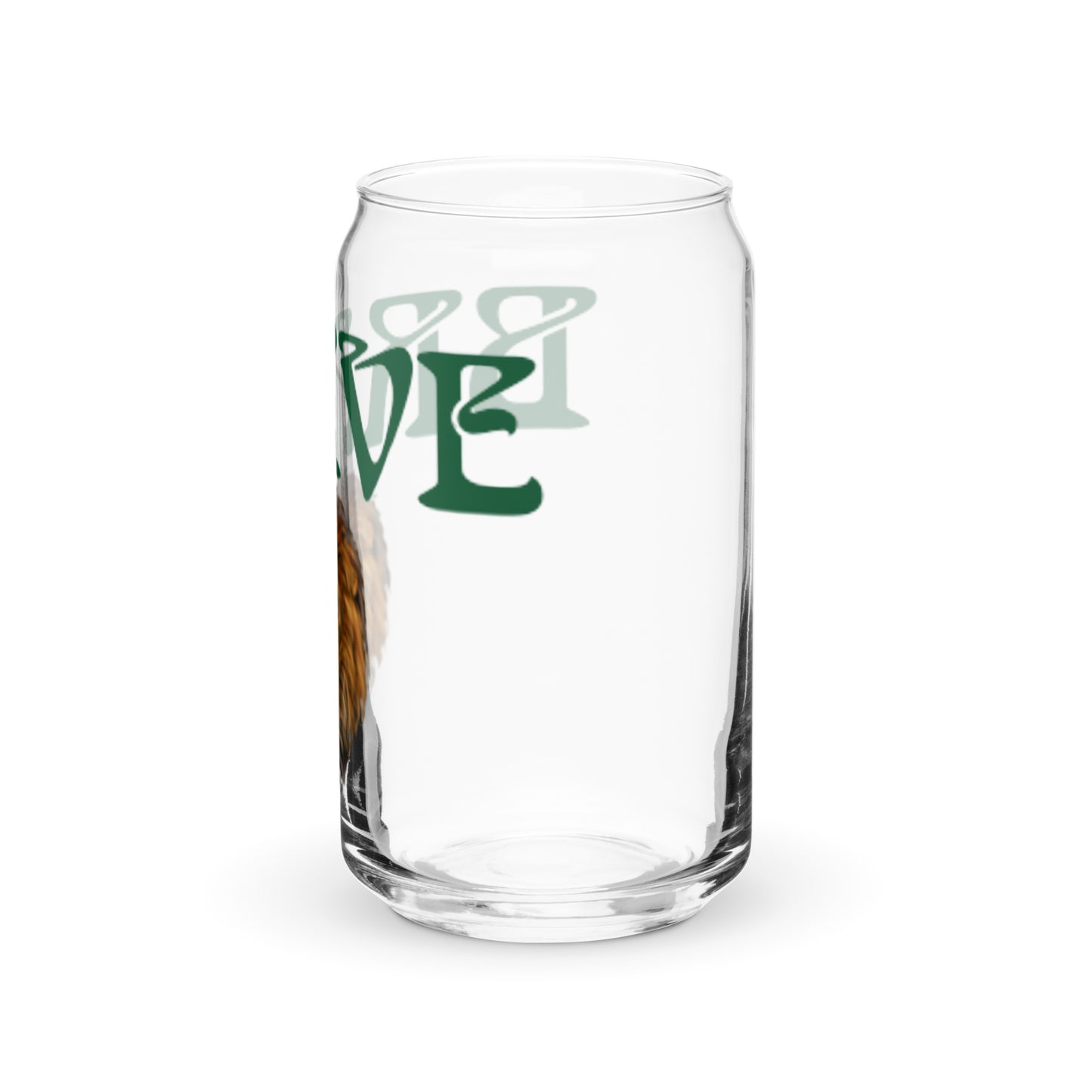 “BRAVE”Can-Shaped Glass W/Green Font