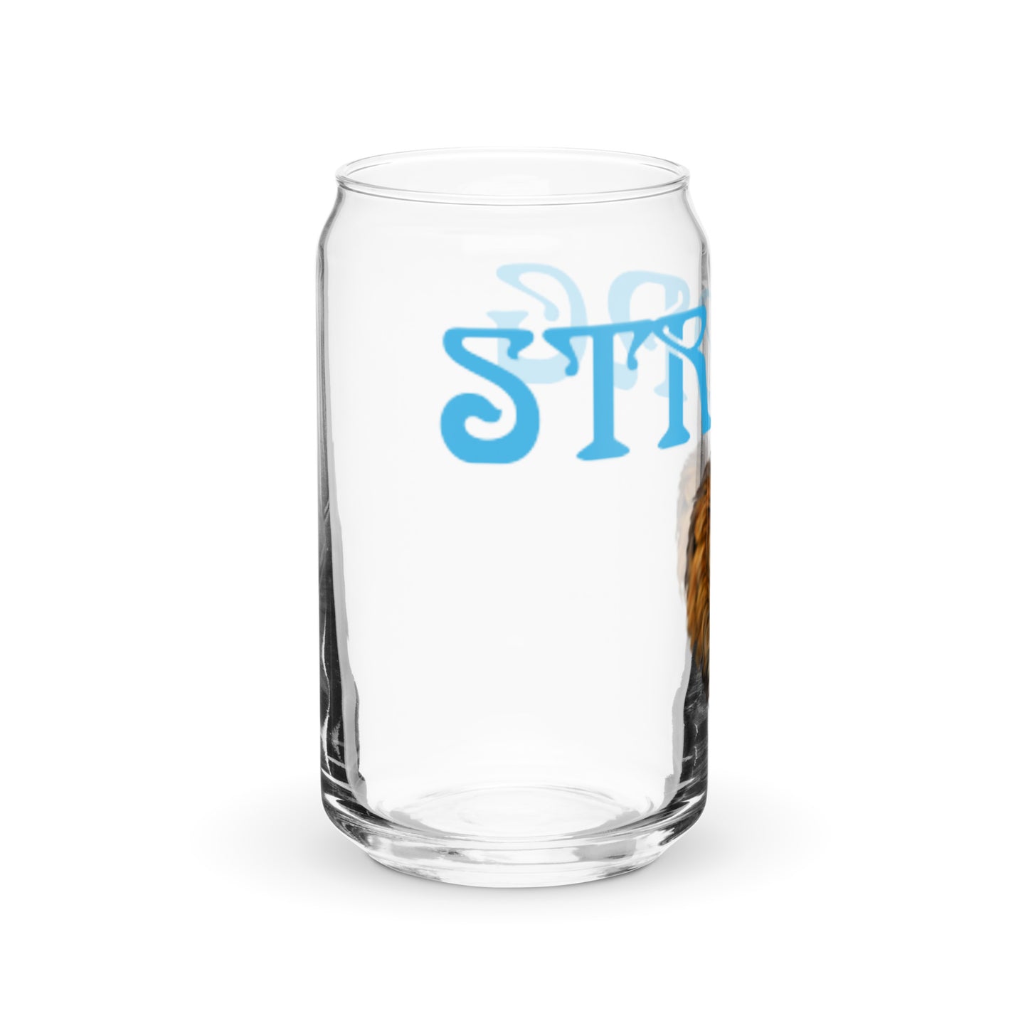 “STRONG”Can-Shaped Glass W/SkyBlue Font