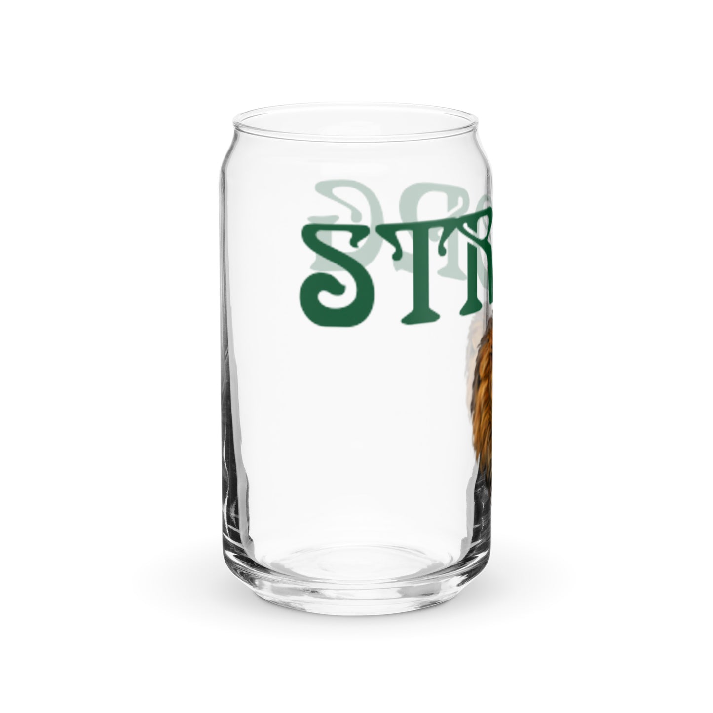 “STRONG”Can-Shaped Glass W/Green Font