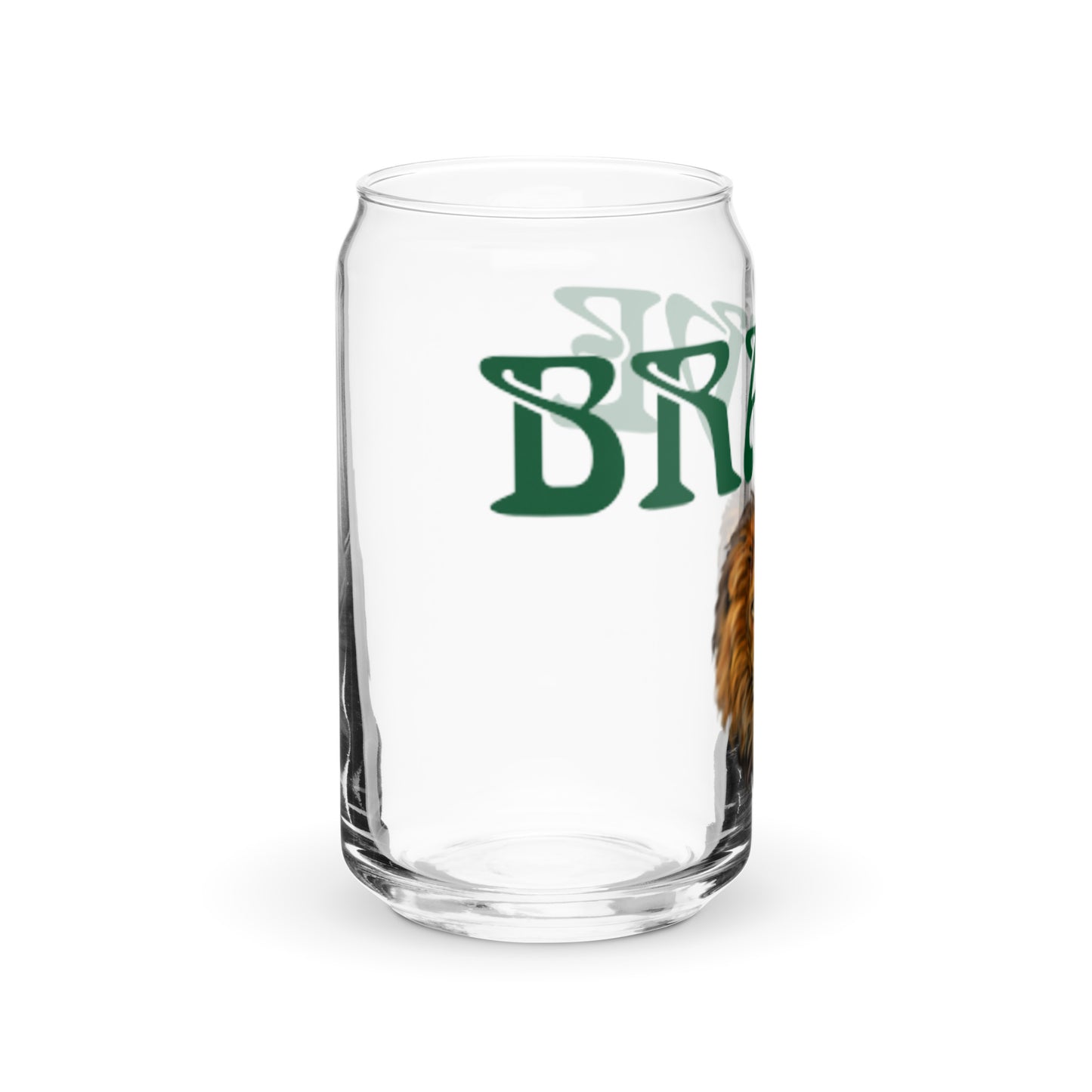 “BRAVE”Can-Shaped Glass W/Green Font