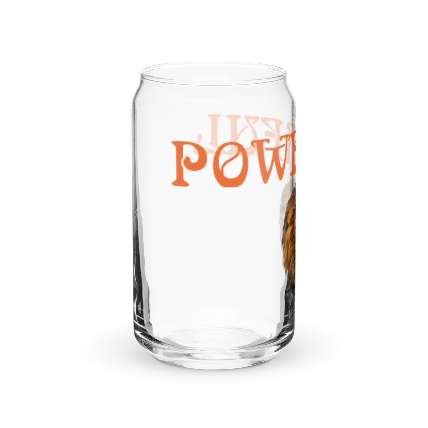 “POWERFUL”Can-Shaped Glass W/Orange Font