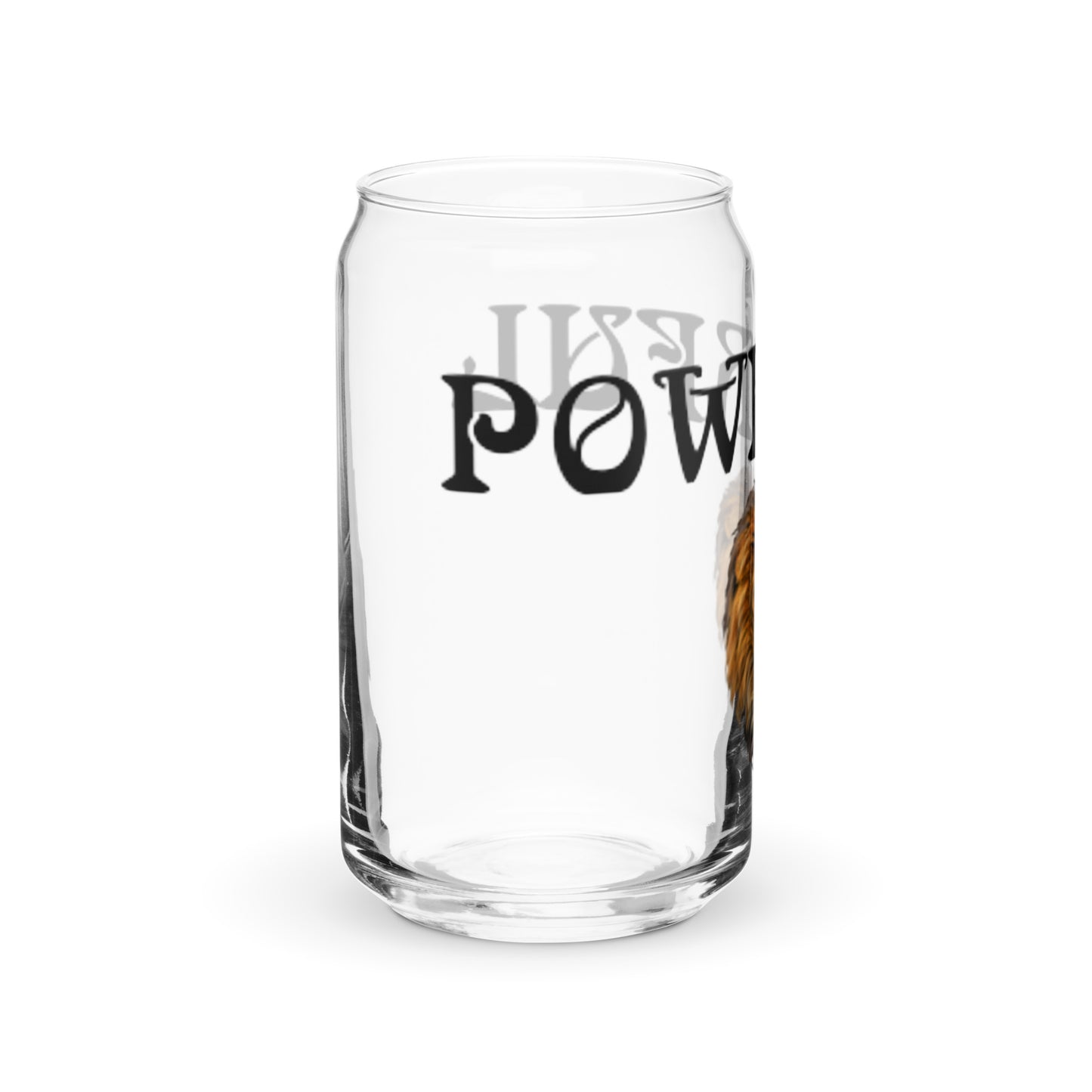 “POWERFUL”Can-Shaped Glass W/Black Font