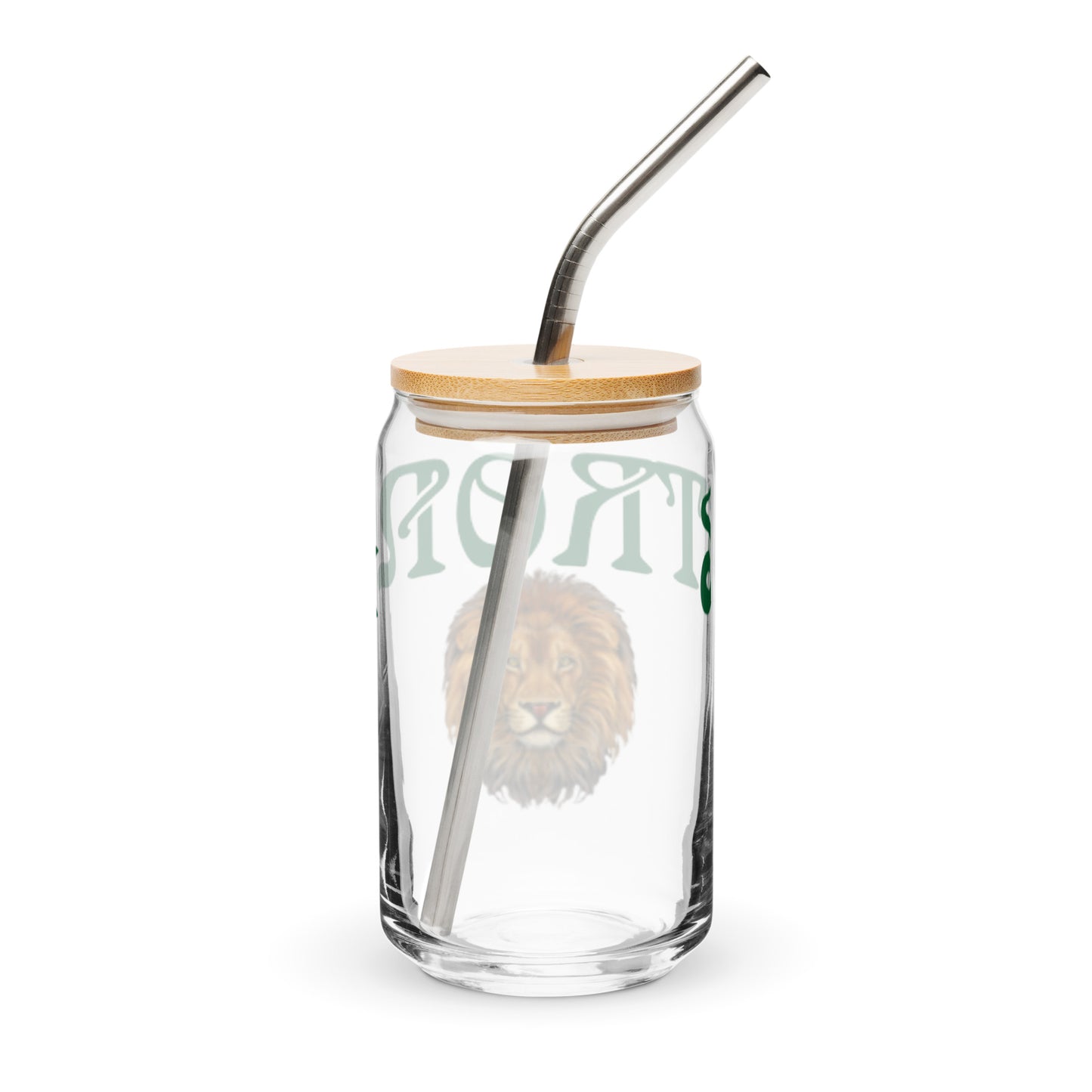 “STRONG”Can-Shaped Glass W/Green Font