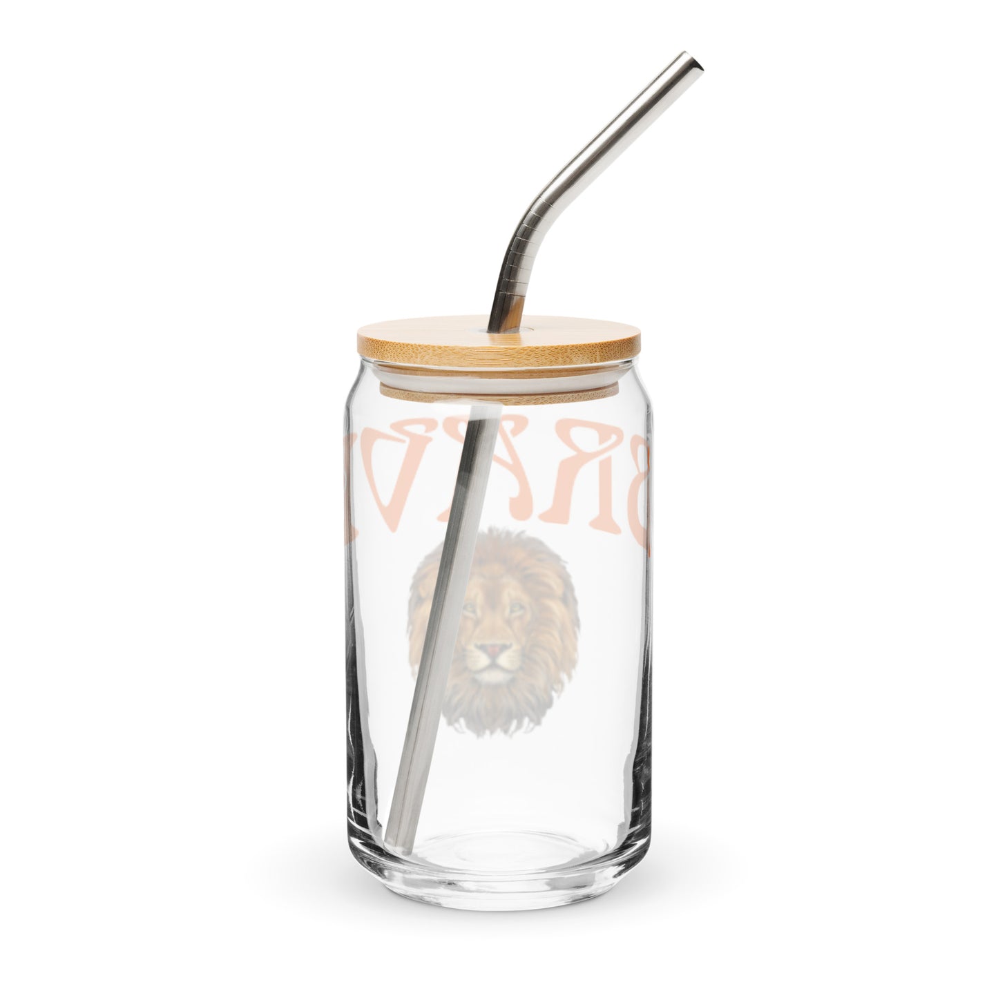 “BRAVE”Can-Shaped Glass W/Orange Font