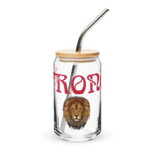 “STRONG” Can-Shaped Glass W/Red Font