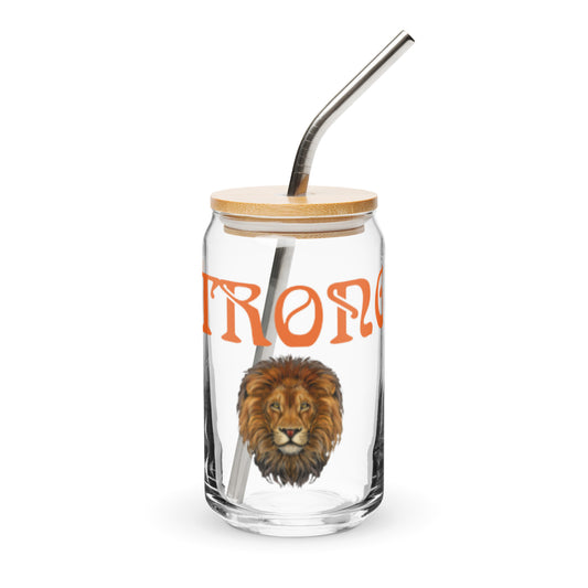 “STRONG”Can-Shaped Glass W/Orange Font