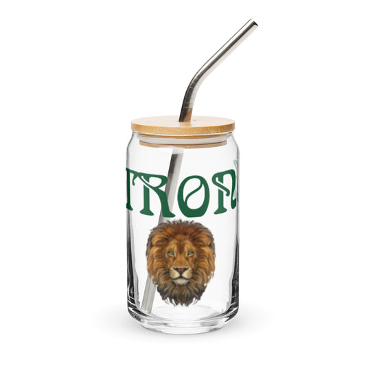 “STRONG”Can-Shaped Glass W/Green Font