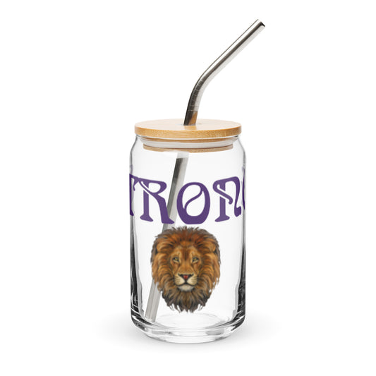 “STRONG”Can-Shaped Glass W/Purple Font