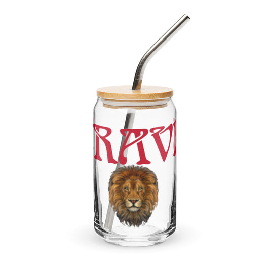 “BRAVE”Can-Shaped Glass W/Red Font