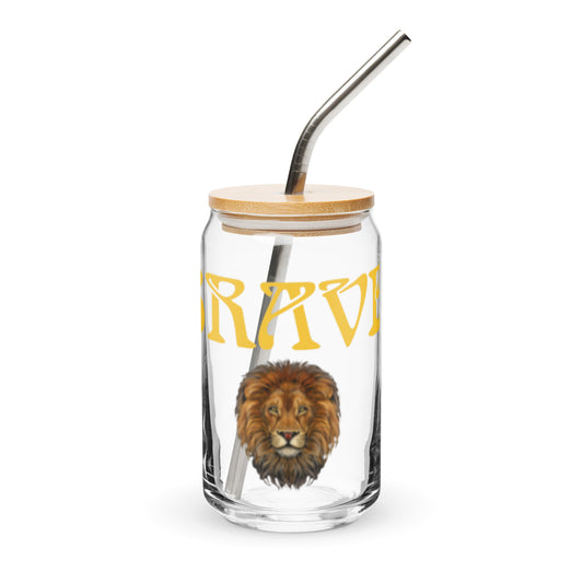 “BRAVE”Can-Shaped Glass W/Yellow Font