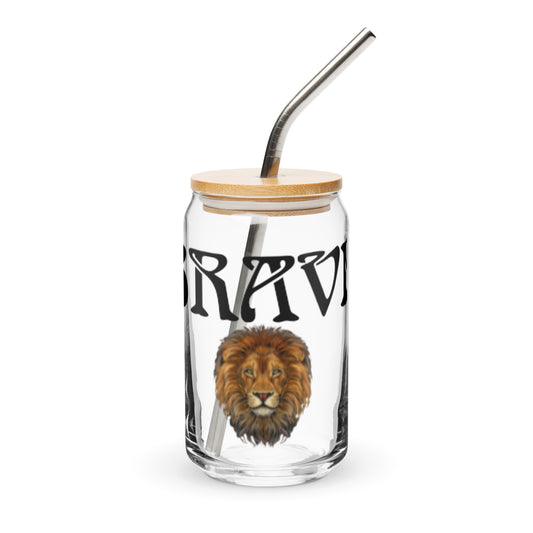 “BRAVE”Can-Shaped Glass W/Black Font