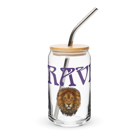 “BRAVE”Can-Shaped Glass W/Purple Font