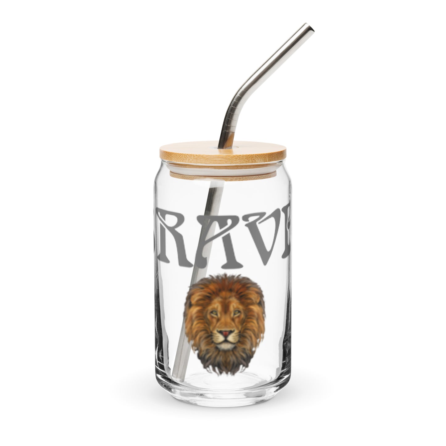 “BRAVE”Can-Shaped Glass W/Grey Font