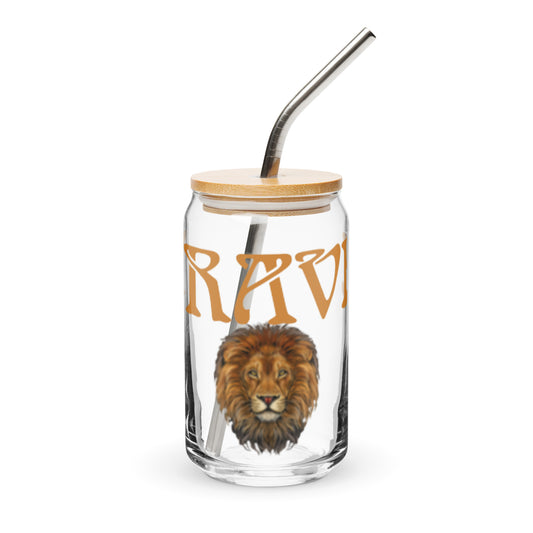 “BRAVE”Can-Shaped Glass W/Fawn Font