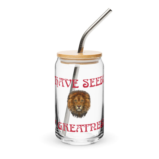 “I HAVE SEEDS OF GREATNESS!”Can-Shaped Glass W/Red Font