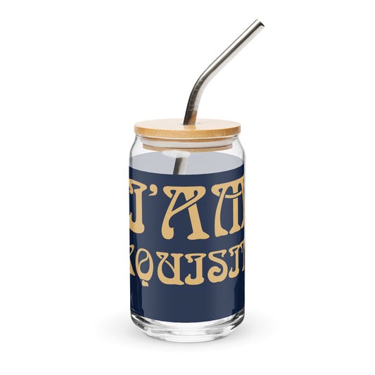 “I’AM EXQUISITE!”Navy Can-Shaped Glass W/Fawn Font