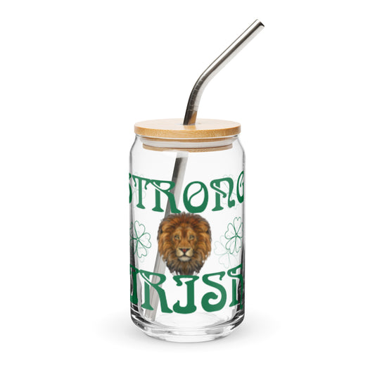 STRONG IRISH!”Can-Shaped Glass W/Green Font
