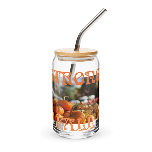 “STRONG FALL”Can-Shaped Glass W/Orange Font