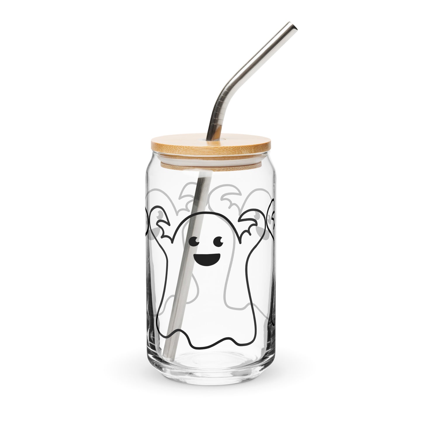 HALLOWEEN GHOST!”Can-Shaped Glass W/Black Font