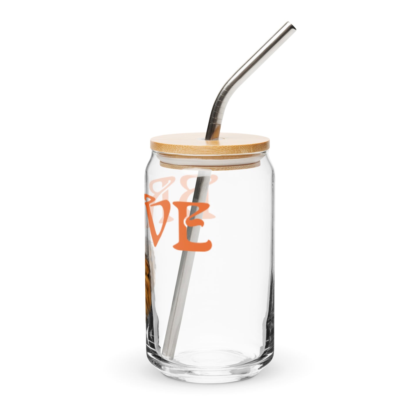 “BRAVE”Can-Shaped Glass W/Orange Font