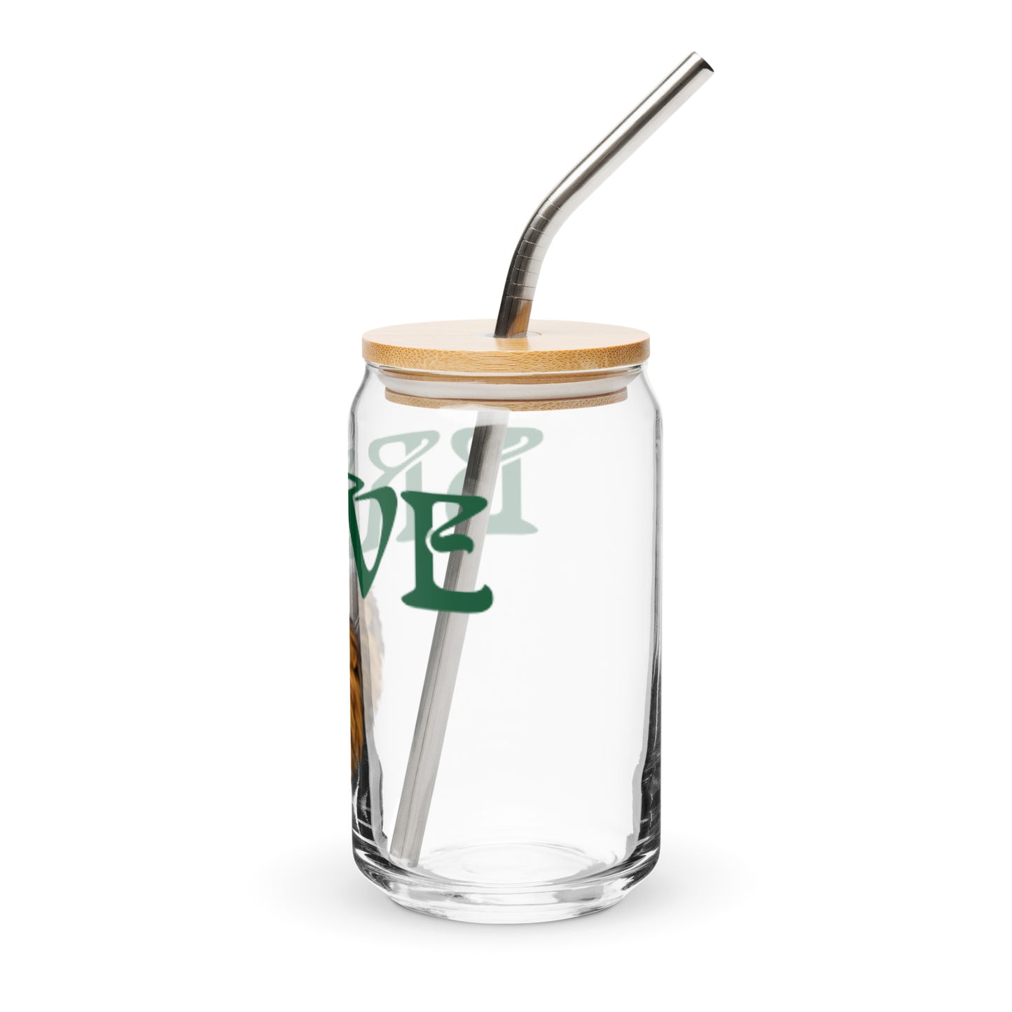 “BRAVE”Can-Shaped Glass W/Green Font