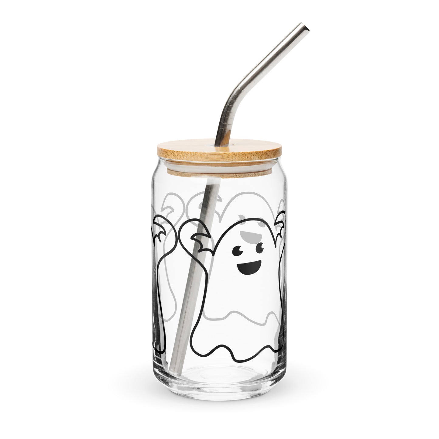 HALLOWEEN GHOST!”Can-Shaped Glass W/Black Font